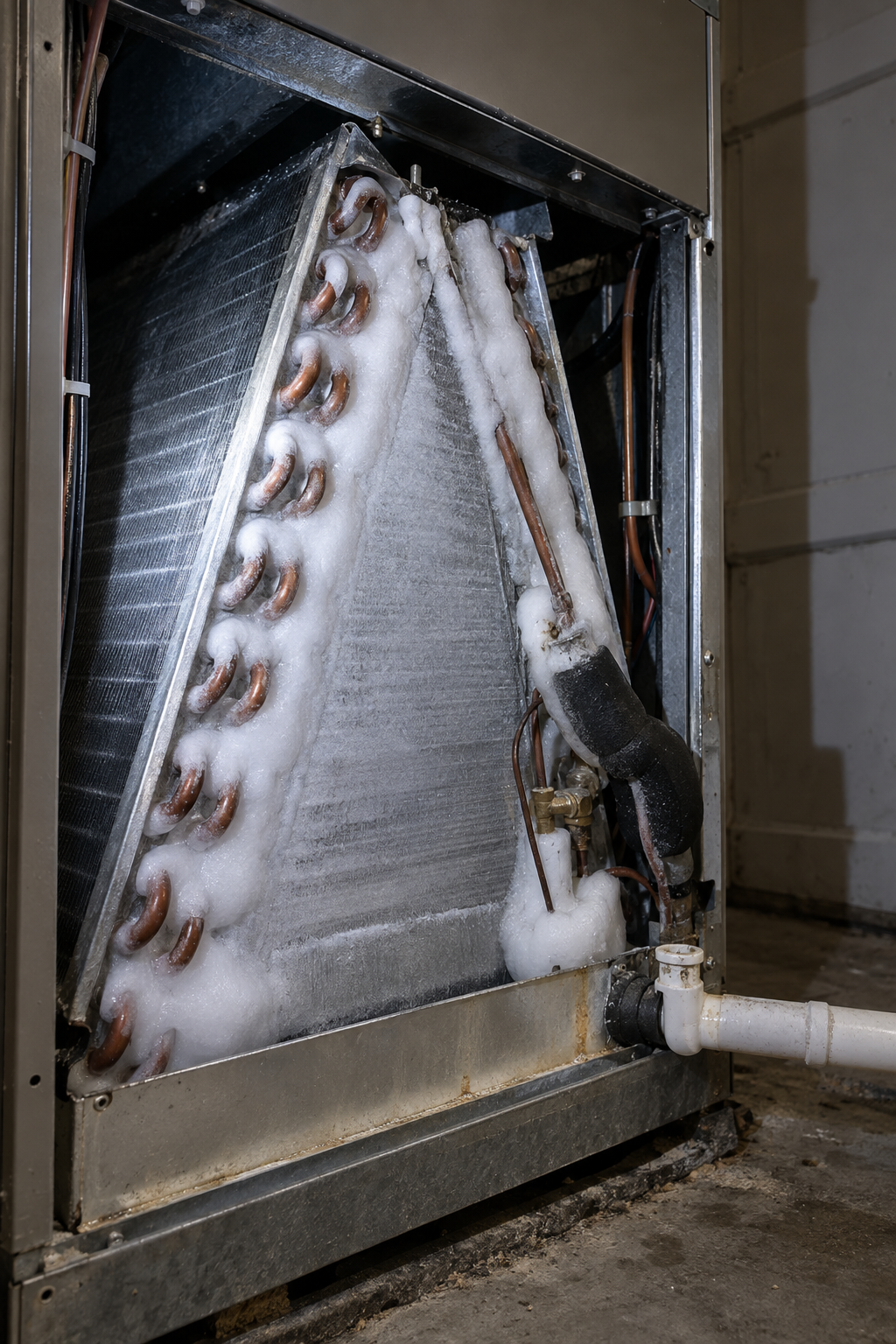 frozen evaporator coil on an air conditioner