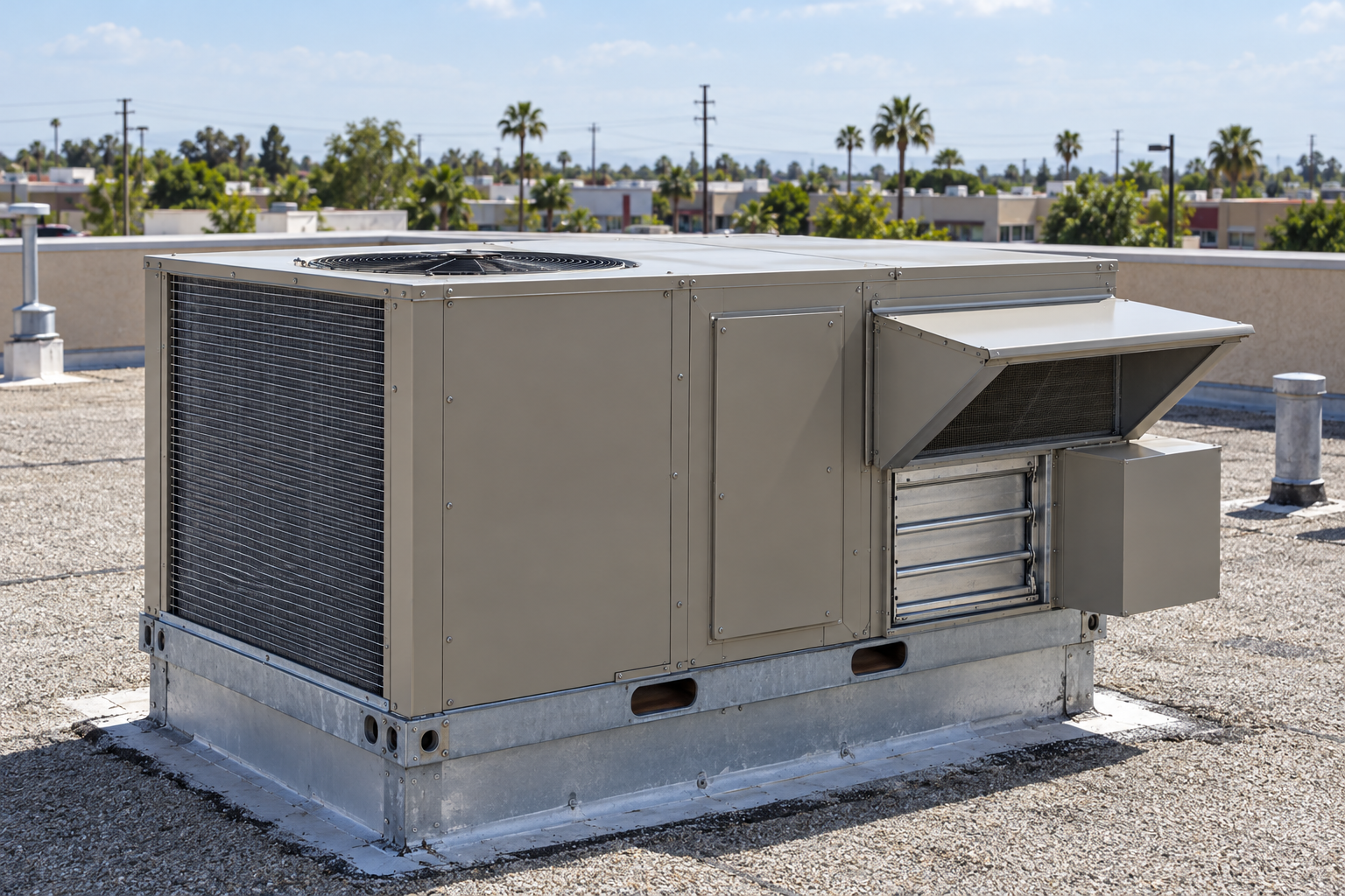 rooftop package unit hvac on a commercial building
